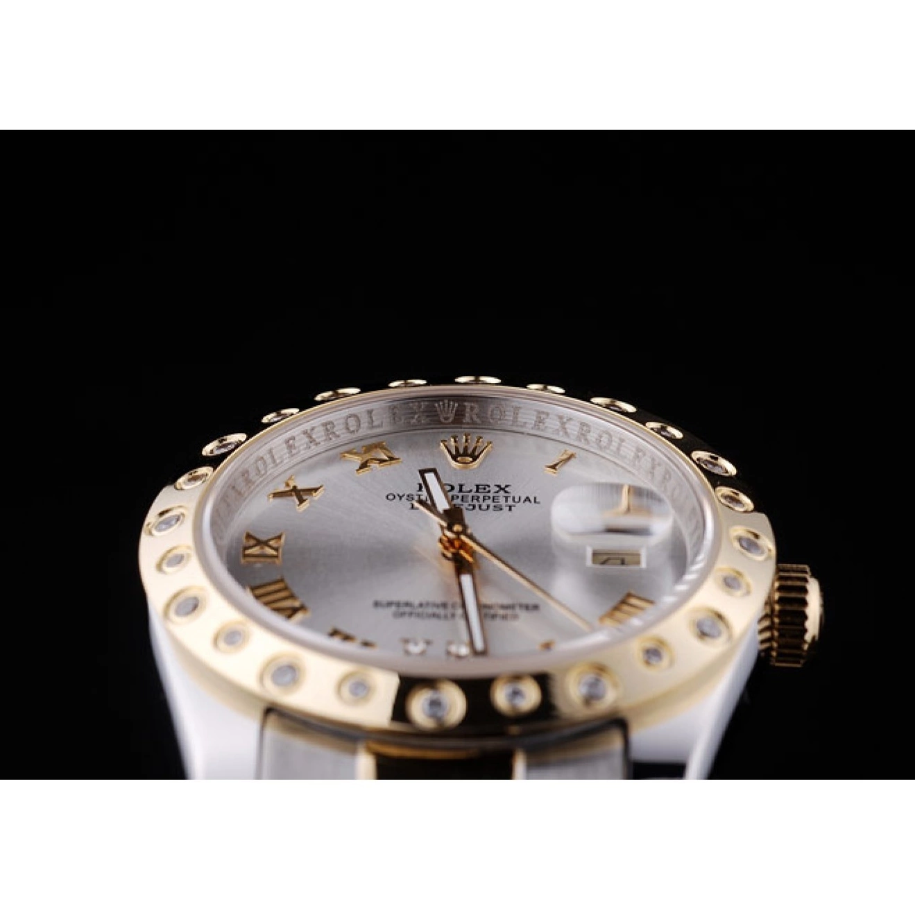 Best AAA Replica Sites 7464 Diamond Bezel Rolex White Dial Datejust 0726